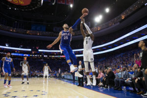 Ben Simmons blocks D'Angelo Russell