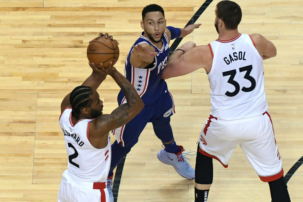 Kawhi Leonard in game one against the Sixers