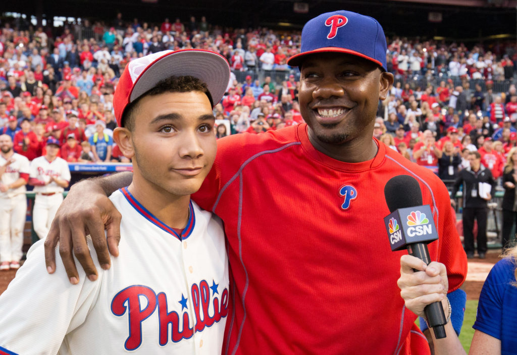 Ryan Howard and his son at Citizens Bank Park