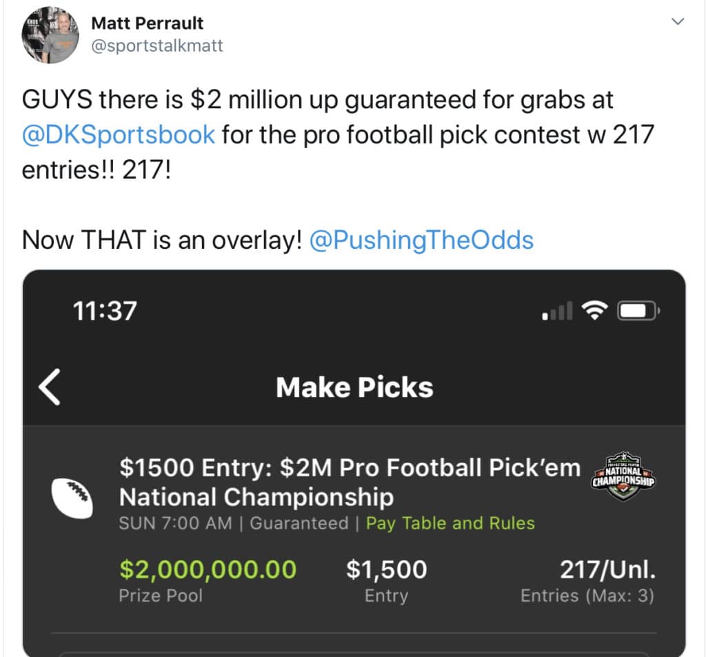 draftkings nfl pick em entries