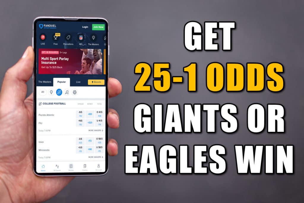 fanduel sportsbook 25-1 eagles giants