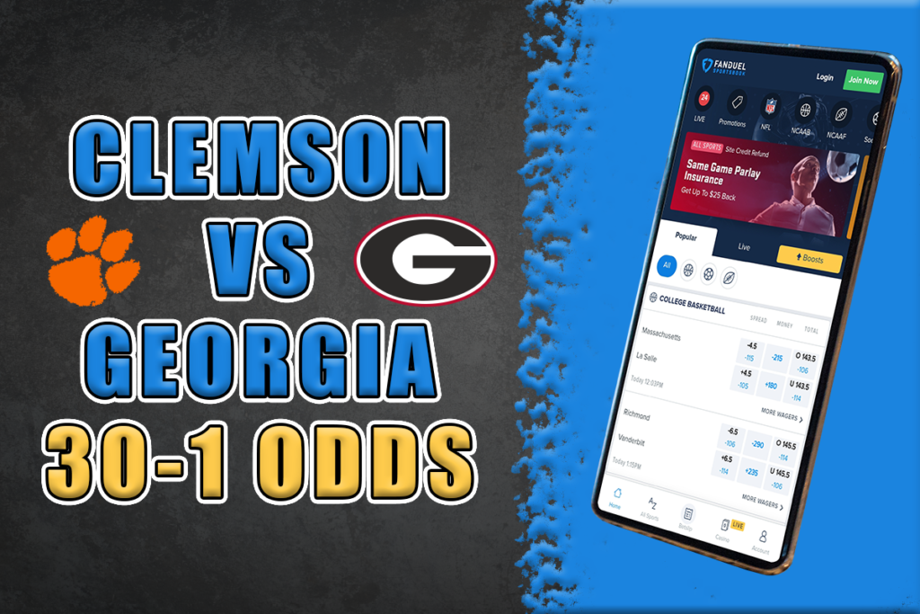 FanDuel Sportsbook 30-1 clemson georgia