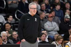 Nov 11, 2025; Providence, Rhode Island, USA; Penn Quakers head coach Fran McCaffery looks on during the first half against the Providence Friars at Amica Mutual Pavilion.