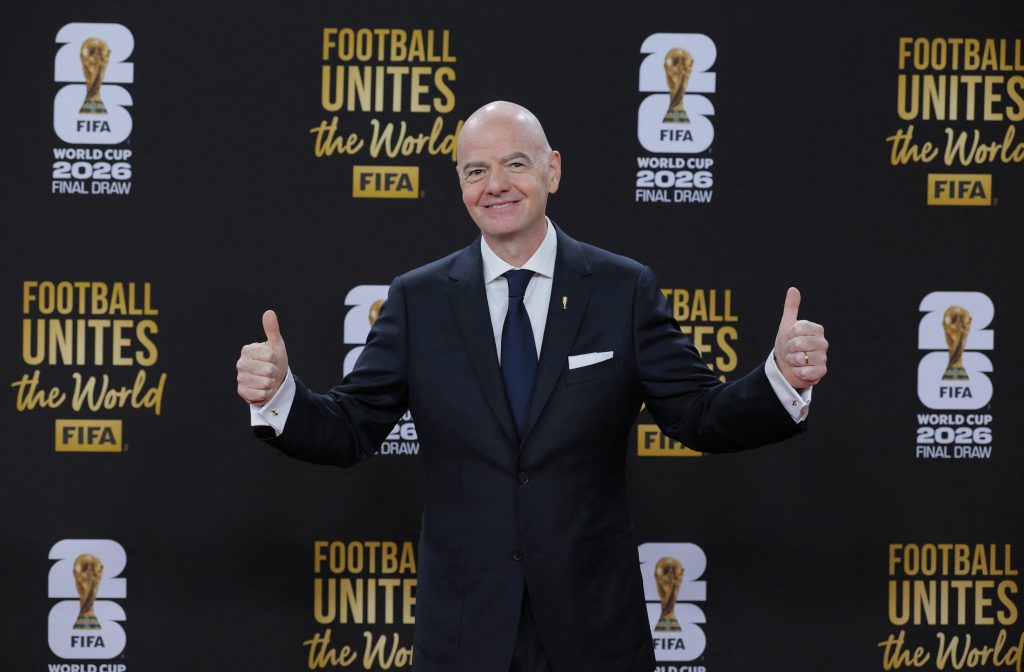 FIFA President Gianni Infantino arrives on the red carpet ahead of the FIFA World Cup 2026 Final Draw at John F. Kennedy Center for the Performing Arts.