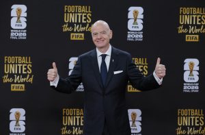 FIFA President Gianni Infantino arrives on the red carpet ahead of the FIFA World Cup 2026 Final Draw at John F. Kennedy Center for the Performing Arts.