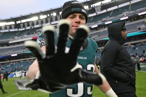 Dec 14, 2025; Philadelphia, Pennsylvania, USA; Philadelphia Eagles cornerback Cooper Dejean (33) walks off the field after win against the Las Vegas Raiders at Lincoln Financial Field.