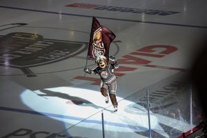 Coco enters the ice and gets the crowd of 11,013 fired up. The Hershey Bears hosted the Coachella Valley Firebirds Game 6 of the Calder Cup Finals at Giant Center on Monday June 24, 2024. The Bears defeated the Firebirds, 5-4 in OT to claim their 13th Calder Cup Championship and their second in a row.