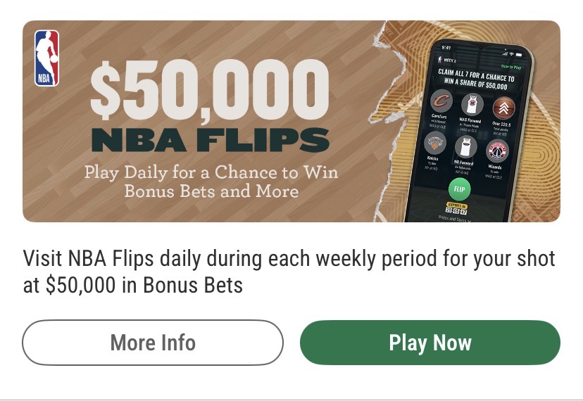Caesars promo code. NBA Flips