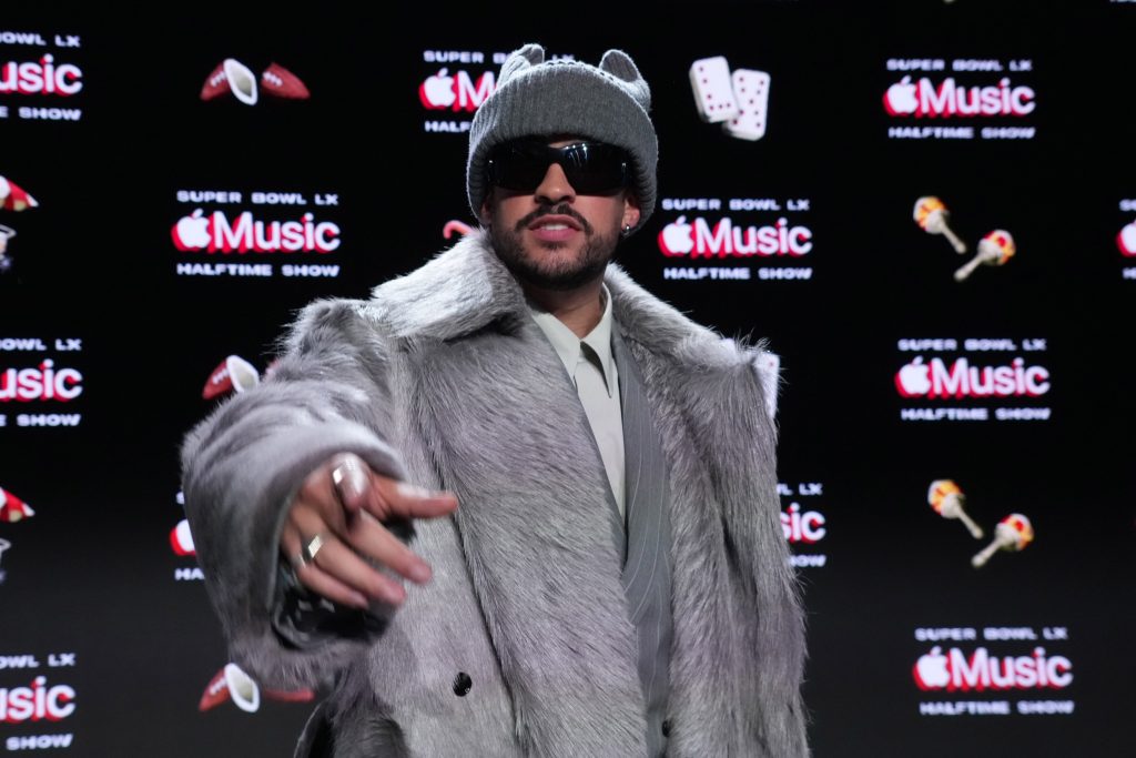 Feb 5, 2026; San Francisco, CA, USA; Bad Bunny during the Super Bowl LX halftime show press conference at Moscone Center.