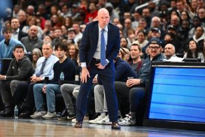 Feb 7, 2026; Washington, District of Columbia, USA; Villanova Wildcats head coach Kevin Willard on the court against the Georgetown Hoyas during the second half at Capital One Arena.