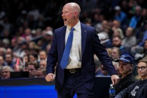 Feb 17, 2026; Cincinnati, Ohio, USA; Villanova Wildcats head coach Kevin Willard works the sideline against the Xavier Musketeers in the overtime period at the Cintas Center.
