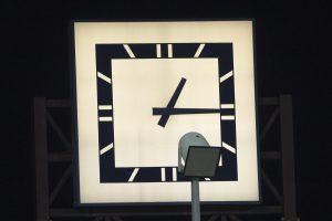 Jul 24, 2018; Philadelphia, PA, USA; The big clock at Citizens Bank Park reads 1:15 am after the Philadelphia Phillies defeat the Los Angeles Dodgers in sixteen innings.