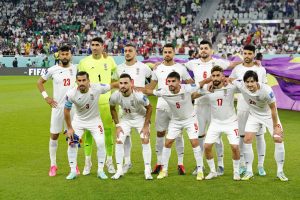 Nov 29, 2022; Doha, Qatar; The starting eleven or Iran pose for a photo before a group stage match against the United States of America during the 2022 World Cup at Al Thumama Stadium.