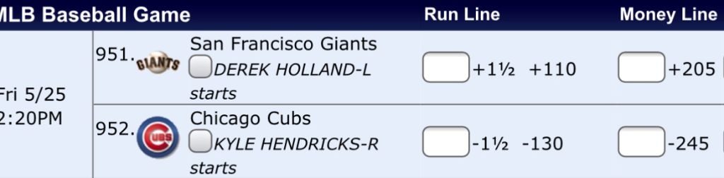 baseball run line sample