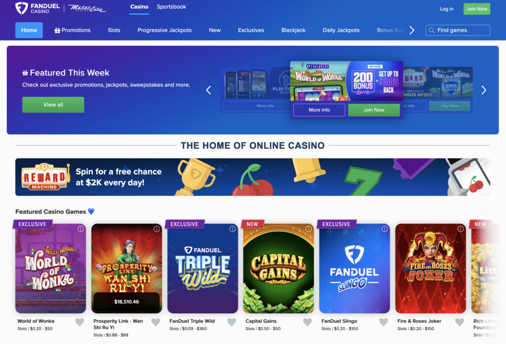 FanDuel Online Casino Home Page